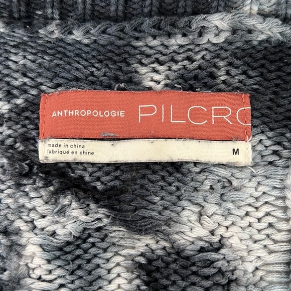 Anthropologie Pilcro Joni Cable-Knit Sweater Tie Dye Wash Slouchy Cotton V-Neck - Picture 6 of 7